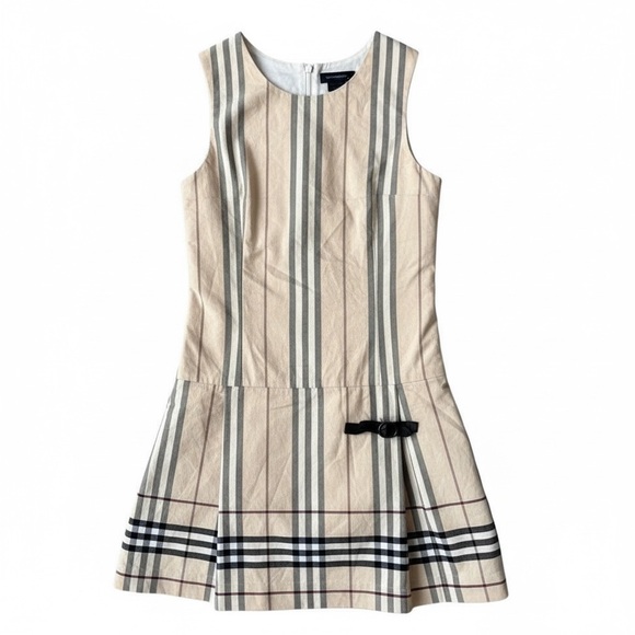 Burberry Nova Check Sheath Buckle Pleated Ruffle Sleeveless Heritage Dress - Picture 4 of 7